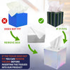 Acrylic Tissue Box Holder, Clear Dispenser for Facial Tissues, Napkins, and Dryer Sheets. Perfect for Bathrooms, Desks, Countertops, Vanities, Bedrooms, and Nightstands (Square, Iridescent)