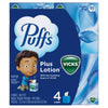 Puffs Plus Lotion with Vicks Facial Tissues, 4 Cubes, 48 Tissues per Box (192 Tissues) [Packaging May Vary]