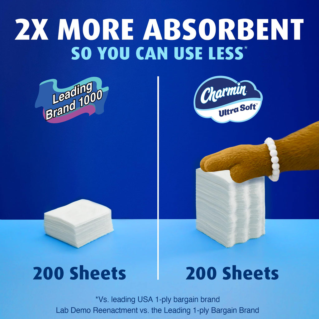 Charmin Toilet Paper Ultra Soft, 12 Mega Rolls = 48 Regular Rolls, 2-ply Bath Tissue
