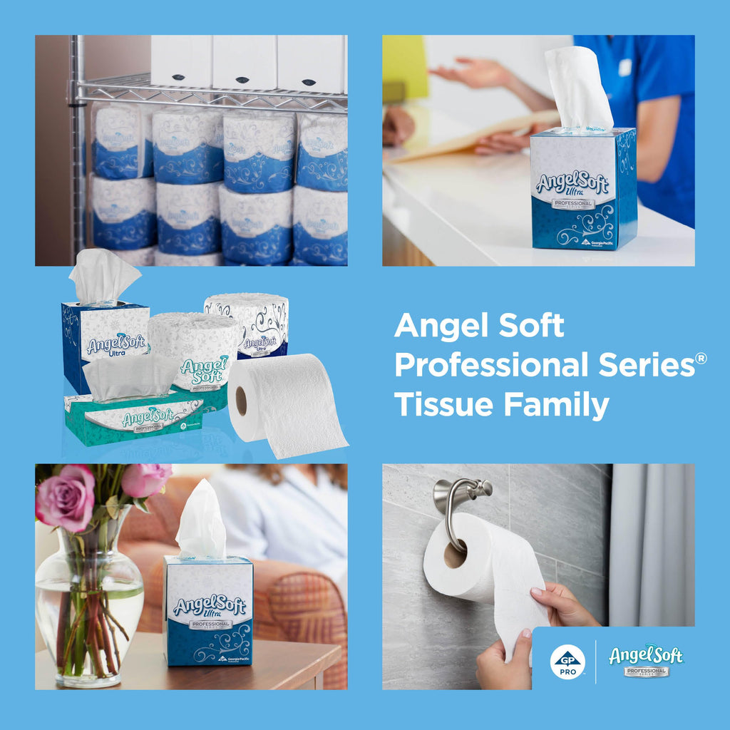 Georgia-Pacific Angel Soft Professional Series 2-Ply Facial Tissue (48580), 100 Sheets Per Box, 30 Tissue Flat Boxes Per Bulk Case