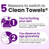 Clean Skin Club Healthy Aging Clean Towels® XL, Smooths, Treated for Extra Softness, Disposable Face Towels, Anti Aging Makeup Remover Dry Wipe, 4 Packs, 200 Ct Total
