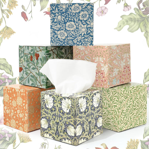 Whaline 6 Pcs Vintage Floral Facial Tissues Cube Boxes Foliage Design Square Tissue Box Cover with 300 Sheets 3 Ply Napkins for Spring Baby Shower Home Car Bedroom Accessories