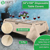PARTY BARGAINS 5 Disposable Table Covers - 54" X 108" Ivory Table Cover, 3 Ply Paper & Plastic Tablecloth