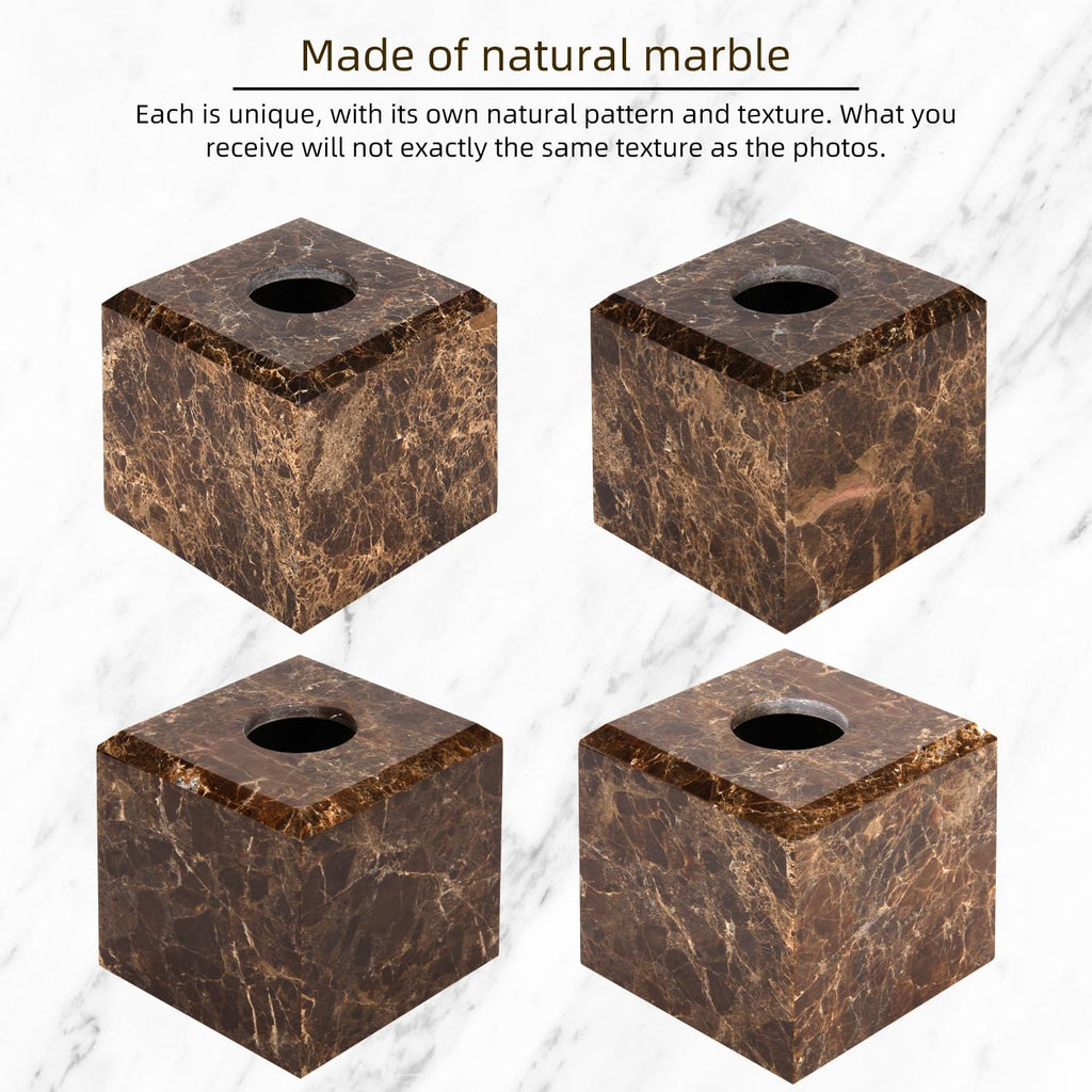 Natural Marble Square Tissue Box Cover,Stone Modern Decorative Sturdy Napkin Box Holder Case,Facial Paper Organizer for Bathroom Vanity Toilet Countertop,Kitchen (1, Dark Brown, 5.71 * 5.71 * 5.51)