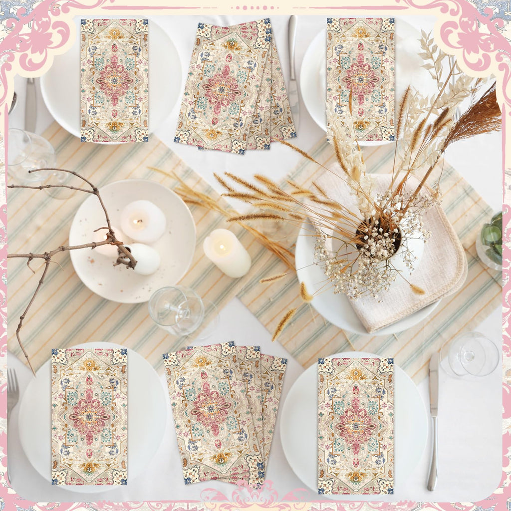 Yeaqee 100 Pcs Boho Napkins Paper Guest Towels, Multicolor