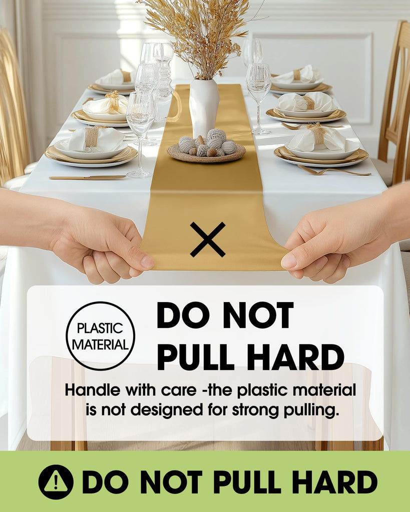 Pureegg Gold Disposable Plastic Table Runner 14x108 Inch
