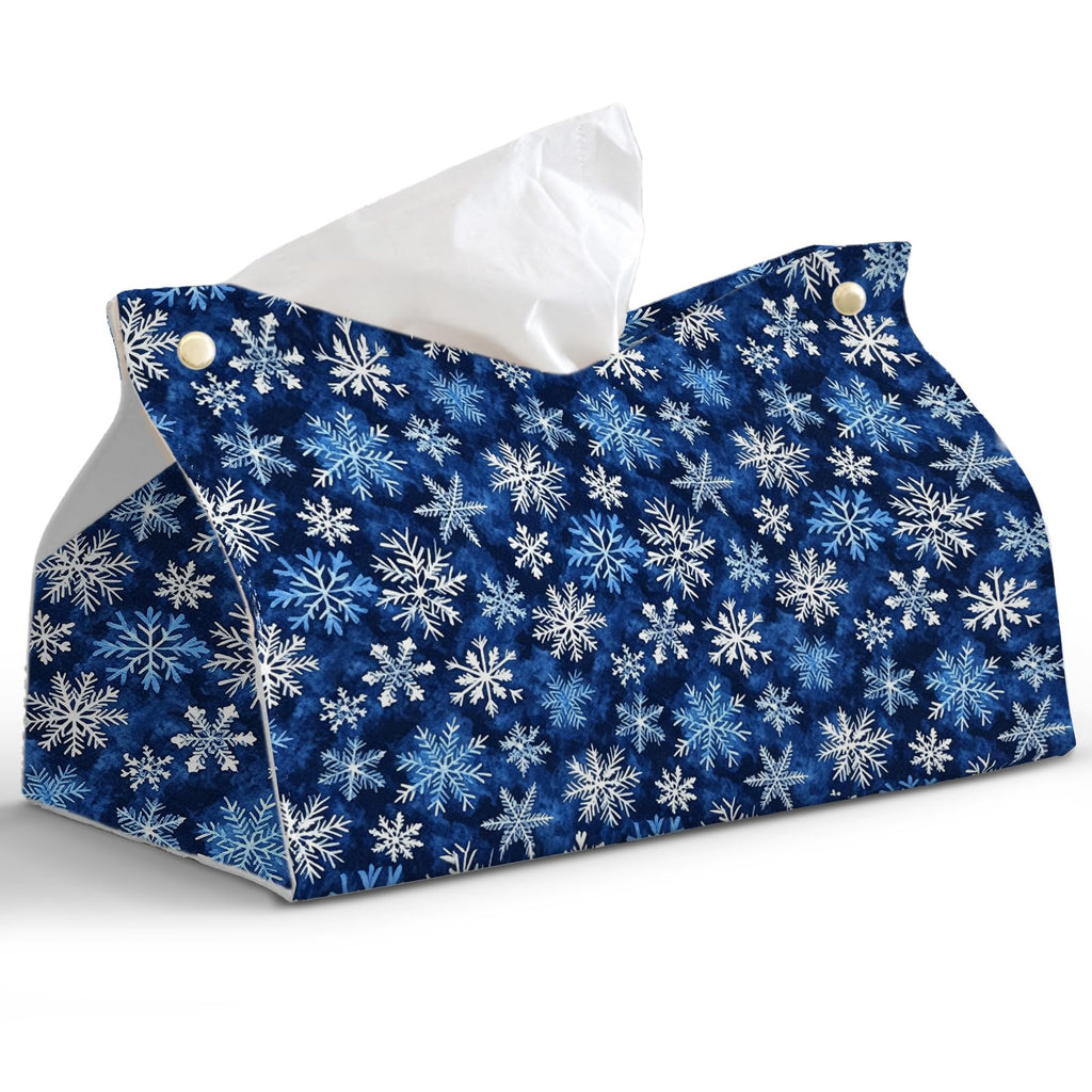 PaJiaNi Winter Snowflake Navy Tissue Box Cover Rectangle for Holiday Decor