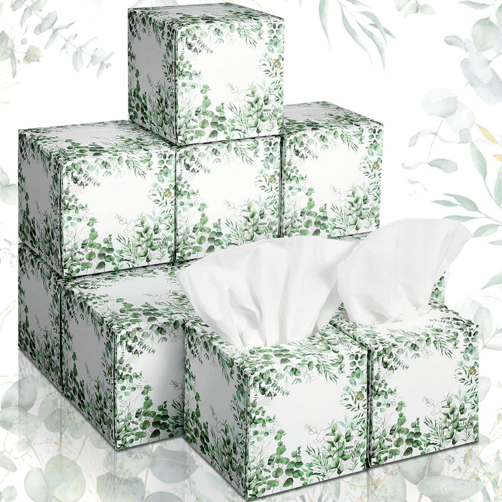Fourluoo 12 Pack Eucalyptus Facial Tissues Cube Boxes, 600 Sheets 3 Ply