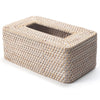 Rattan Tissue Box Cover Rectangular 10 x 6.1 x 4.1 Inch (White)
