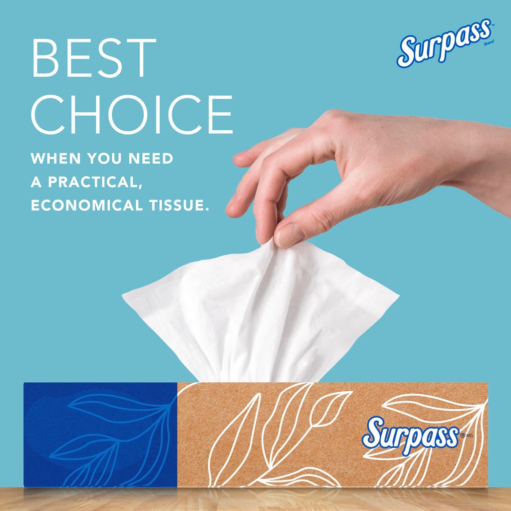 Surpass® 2-Ply Facial Tissue, Unscented, 100 Tissues Per Box, Case of 30 Boxes