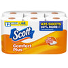 Scott ComfortPlus Toilet Paper, 12 Mega Rolls, 425 Sheets per Roll, Septic-Safe, 1-Ply Toilet Tissue