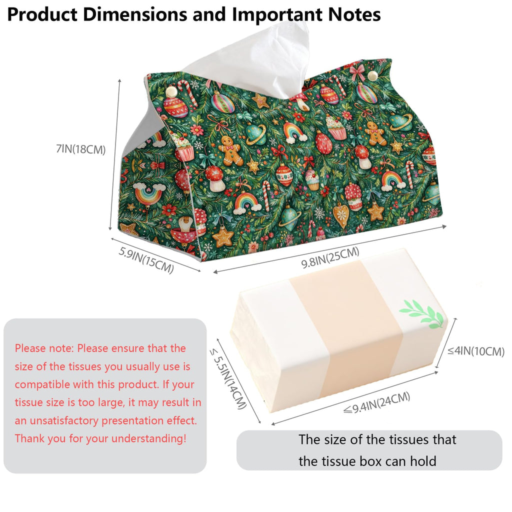 PaJiaNi Green Christmas Tissue Box Cover Rectangle for Winter Holiday Decor