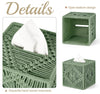 Mkono Tissue Box Cover Square, Boho Macrame Decor Open-Bottom Holder, Green
