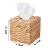 Hand-Woven Rattan Tissue Box Cover, Square Wicker Tissue Holder, Natural Woven Facial Napkin Holder