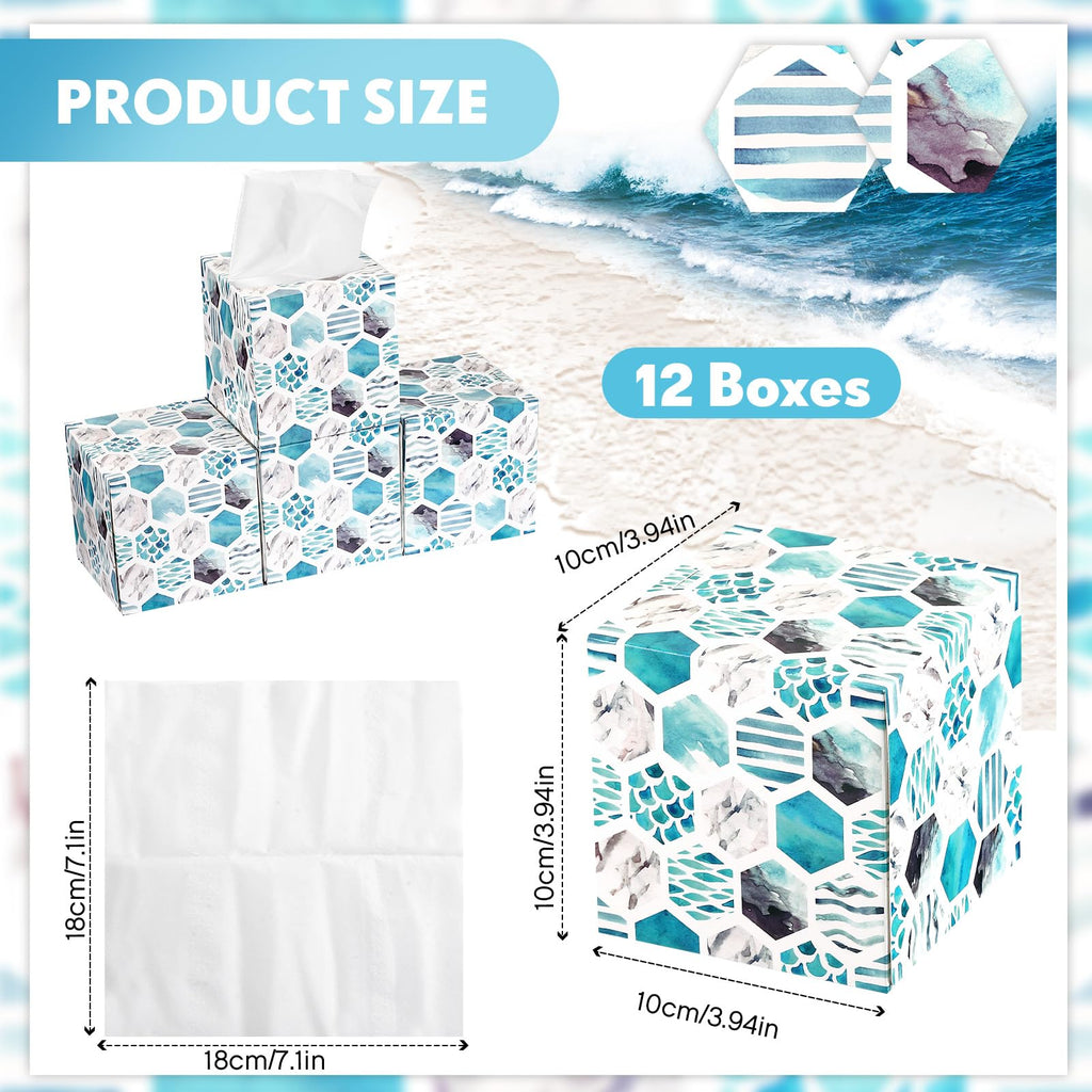 Lincia 12 Pack Facial Tissues Cube Boxes with 80 Sheets, Fresh Style
