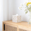 Mkono Tissue Box Cover Square, Boho Macrame Decor Open-Bottom Holder, Ivory