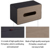 RHCSZ High-end Pu Leather Tissue Box Holder Two Color Combination-Linen and Wood Grain,Rounded Rectangle Napkin Paper Case Dispenser for Home Bathroom Dresser Offices Car Tissue Cover (Black)