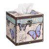 Hoowen Butterfly Tissue Box Cover, Wood Square Tissue Holder, Bluish Purple