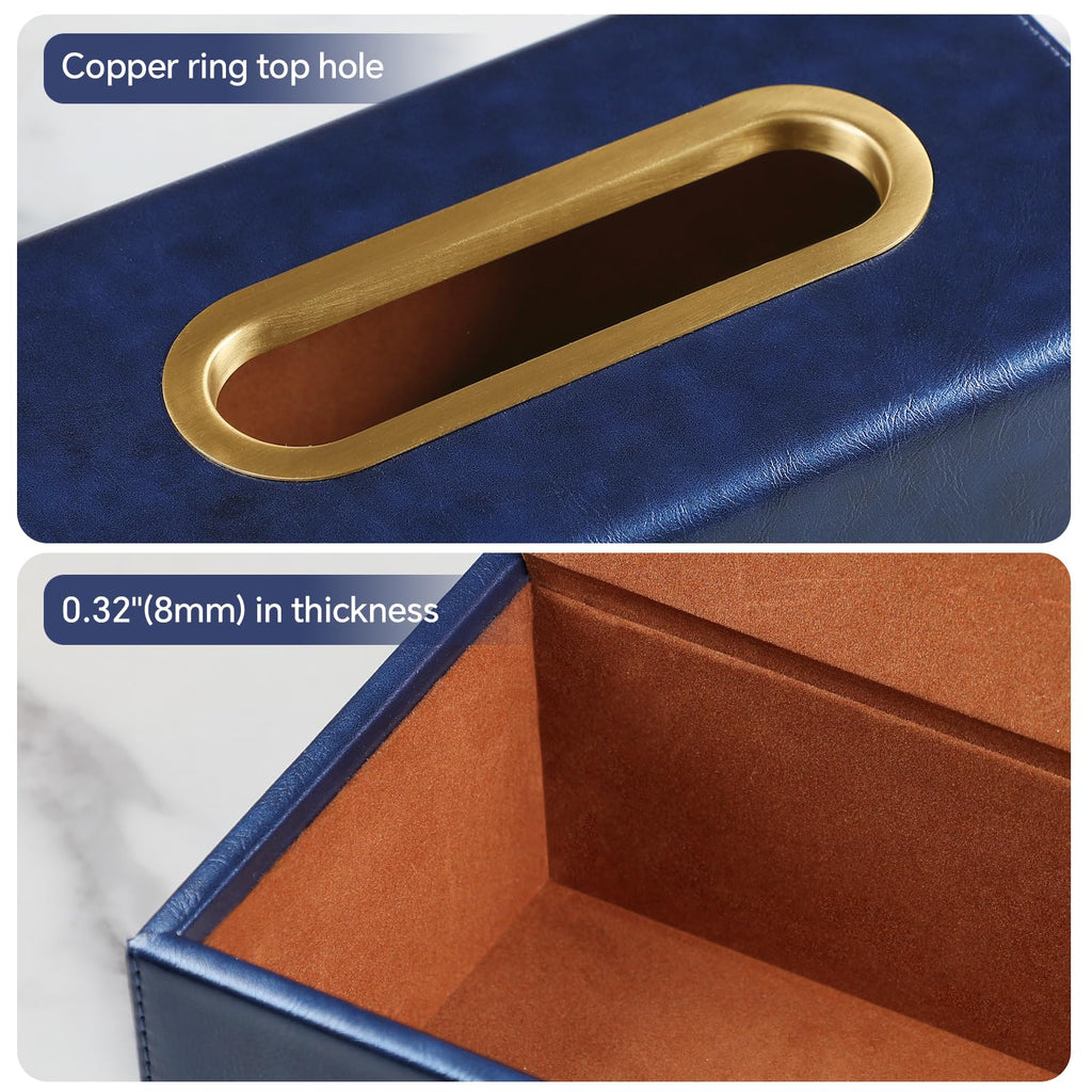 MEIBOOCH Rectangle Tissue Box Cover for Boxes Up to 3.9" Tall, Navy Blue