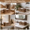 Rectangle Wicker Tissue Box Cover, Woven Seagrass Tissue Holder, Brown