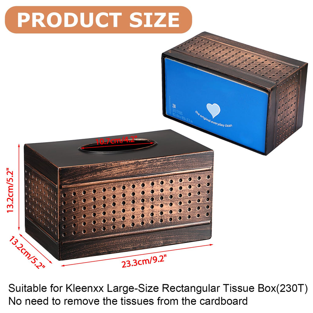 Sumnacon Large Tissue Box Cover Rectangle Vintage Metal Tissue Box Holder