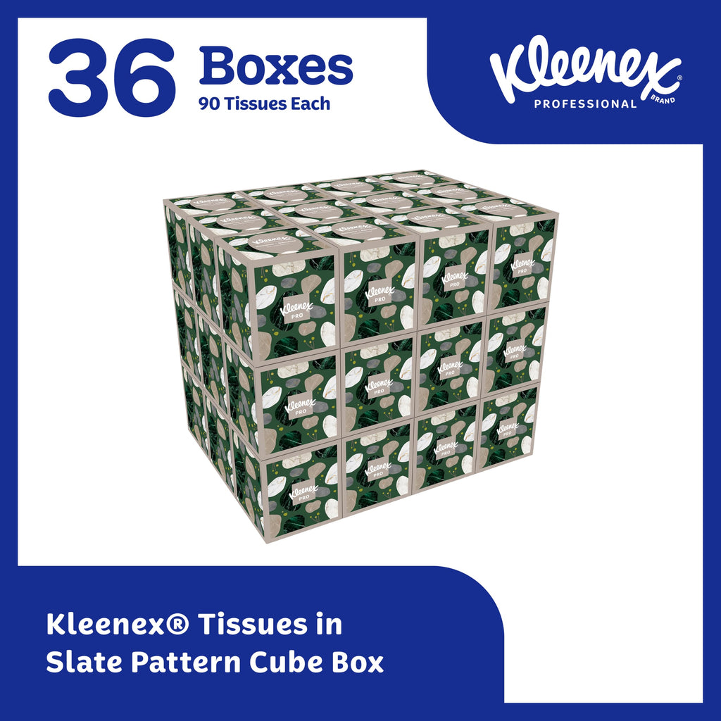 Kleenex Professional Naturals Facial Tissue, Bulk (21272), 2-Ply, White, Upright Cube Boxed Format, Designed for Business (90 Tissues/Box, 36 Boxes, 3,240 Sheets/Case)