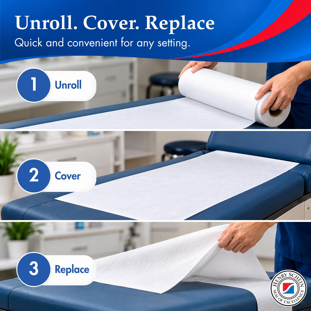 Henry Schein Exam Table Paper, 21" x 225', Smooth, Multi-Purpose, 12 Rolls
