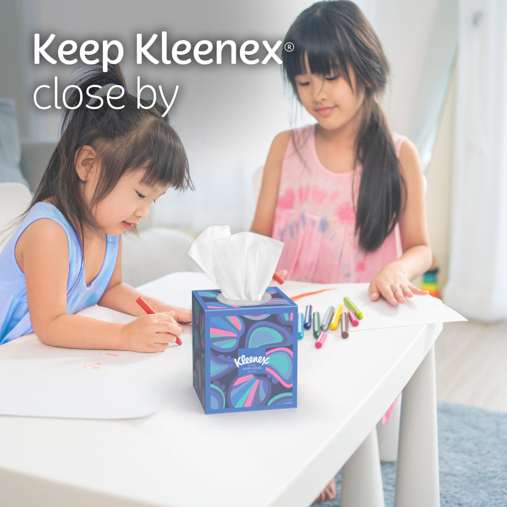 Kleenex 3-Ply Facial Tissues | Anti-Viral | 6 Boxes | 330 Total | White