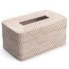 YANGQIHOME Rattan Tissue Box Cover, Rectangle Wicker Tissue Box Holder, Boho Facial Tissue Holder for Living Room, Bathroom, Kitchen, Bedroom, 10.2 x 6.2 x 5.3 inch, Whitewash