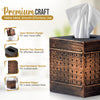 LUXMODE Handmade Metal Brown Tissue Box Cover – Square – 5x5x5.25 Inch – Open Bottom - Modern Tissue Holder for Bathroom, Living Room, Bedroom & Office Décor