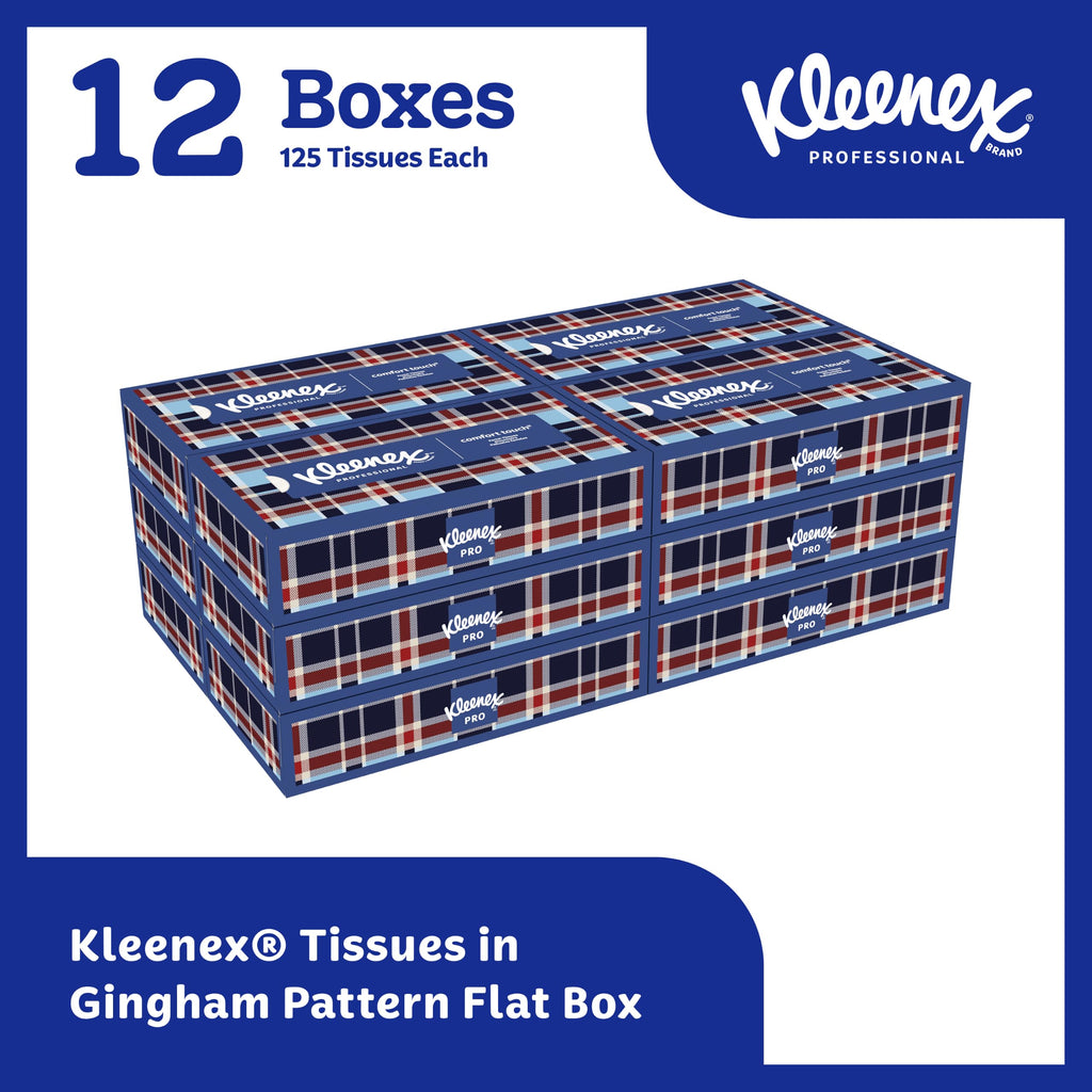 Kleenex Professional Facial Tissue, Bulk, 12 Boxes x 125 Tissues (03076)