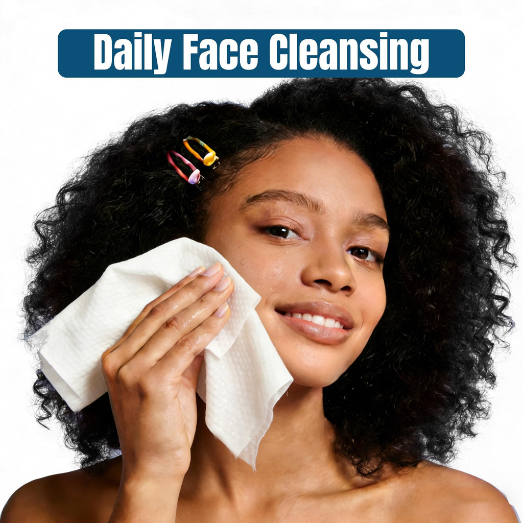 Ourmed Life Disposable Face Towels XL, Ultra Soft & Absorbent, 150 Count | 10" x 12", Sensitive Skin Friendly, Skin Soothing, Redness Care, Biodegradable, Facial Towels for Makeup Removal & Cleansing