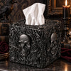 Pinkunn Halloween Skull Tissue Box Cover Black Square Gothic Style