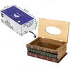 Retro Wooden Antique Book Tissue Box Cover Rectangular Home Library Decor