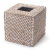 Rattan Tissue Box Cover Square, Hand Woven Wicker Tissue Holder, 5.5 x 5.5 X 5.7 inch, Whitewash