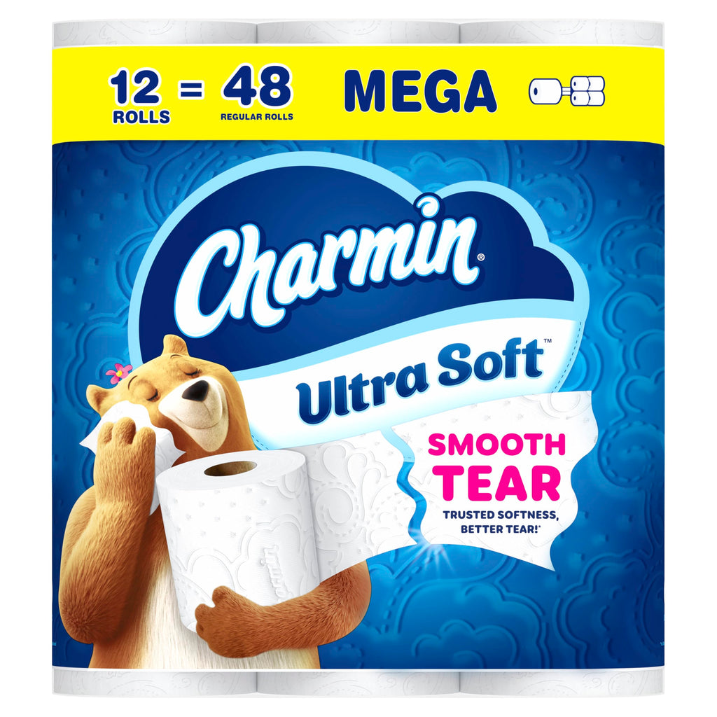 Charmin Toilet Paper Ultra Soft, 12 Mega Rolls = 48 Regular Rolls, 2-ply Bath Tissue