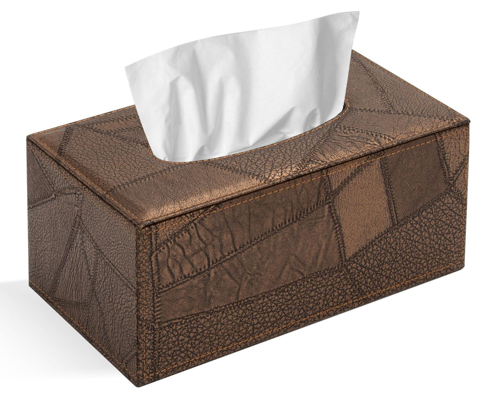 Colylan Tissue Box Cover Rectangular Tissue Box Holder for Bathroom (Retro Brown)
