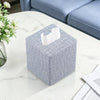 PU Leather Square Tissue Box Cover Tissue Box Holder Cube (Blue)