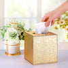 Sumnacon PU Square Tissue Box Cover with Magnetic Bottom, Waterproof, Gold