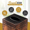 LUXMODE Handmade Metal Brown Tissue Box Cover – Square – 5x5x5.25 Inch – Open Bottom - Modern Tissue Holder for Bathroom, Living Room, Bedroom & Office Décor