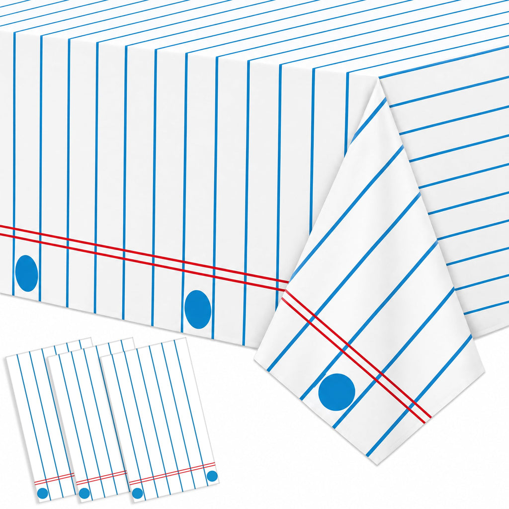 3 Pack Notebook Paper Plastic Tablecloths Disposable Rectangle Table Covers