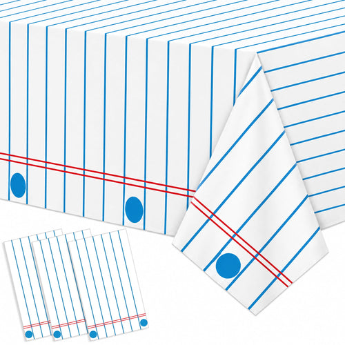 3 Pack Notebook Paper Plastic Tablecloths Disposable Rectangle Table Covers