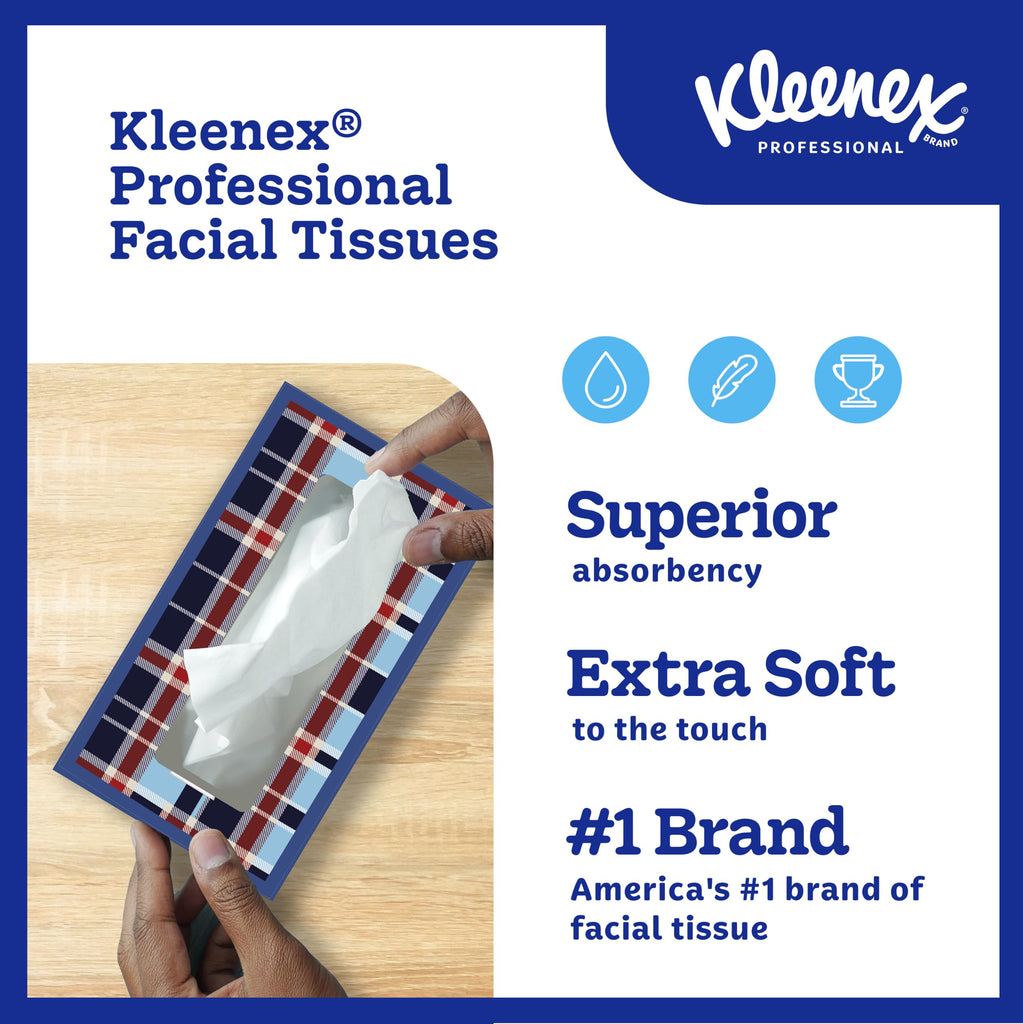 Kleenex Professional Facial Tissue, Bulk, 12 Boxes x 125 Tissues (03076)
