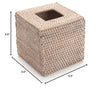 Rattan Tissue Box Cover Natural Woven Facial Napkin Holder Square (White, 5.5x5.5x5.9 Inch)