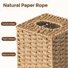 Yosner Paper Rope Tissue Box Cover Square, Wicker Tissue Box Holder Natural