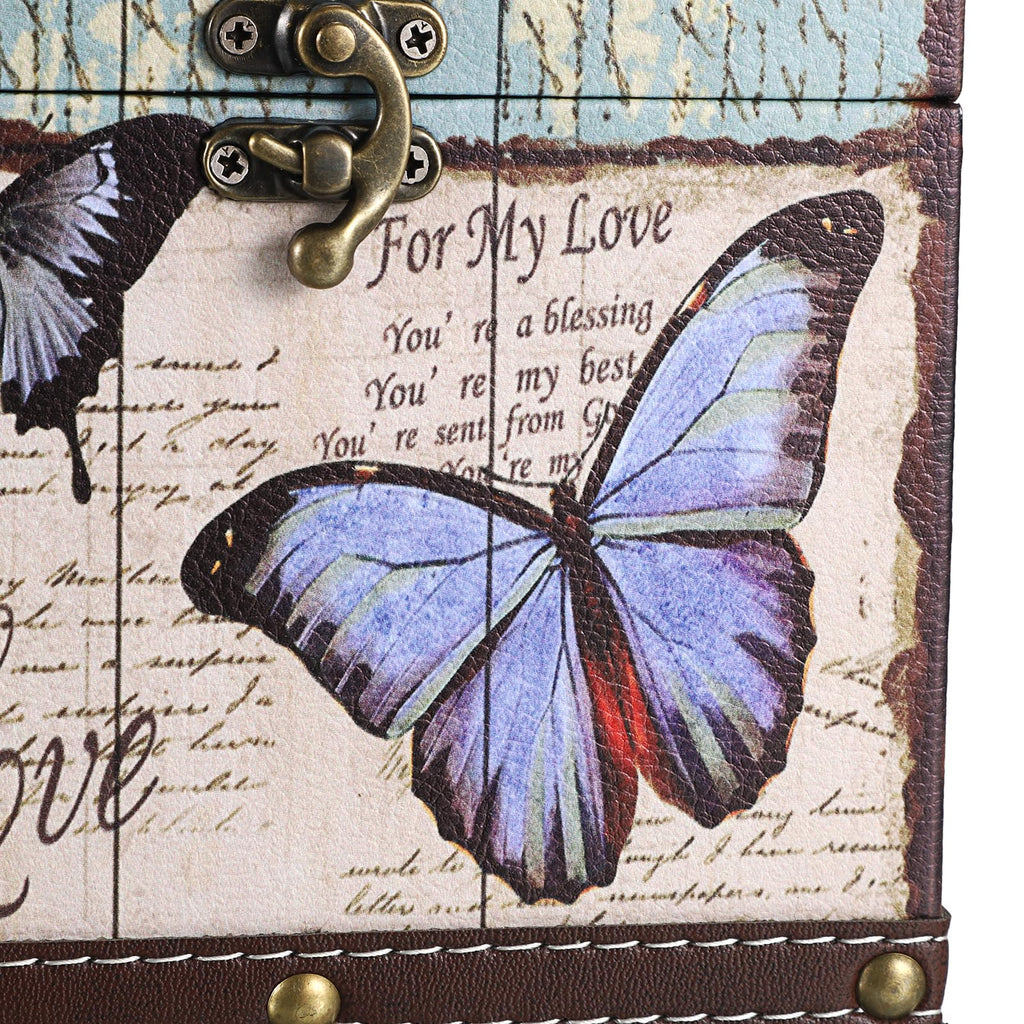 Hoowen Butterfly Tissue Box Cover, Wood Square Tissue Holder, Bluish Purple