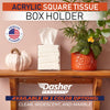Acrylic Tissue Box Holder, Square Dispenser for Facial Tissues, Napkins, and Dryer Sheets. Perfect for Bathrooms, Desks, Countertops, Vanities, Bedrooms, and Nightstands (Square, Clear)