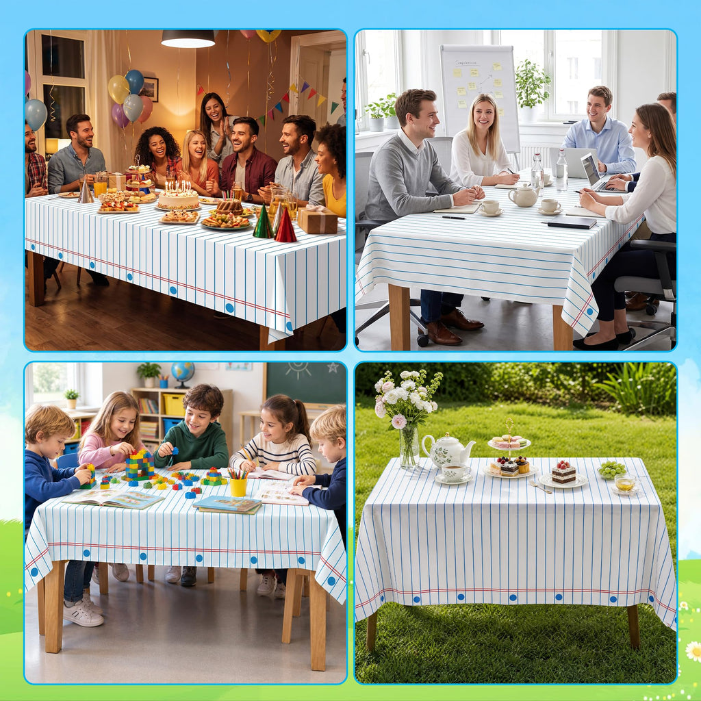 3 Pack Notebook Paper Plastic Tablecloths Disposable Rectangle Table Covers