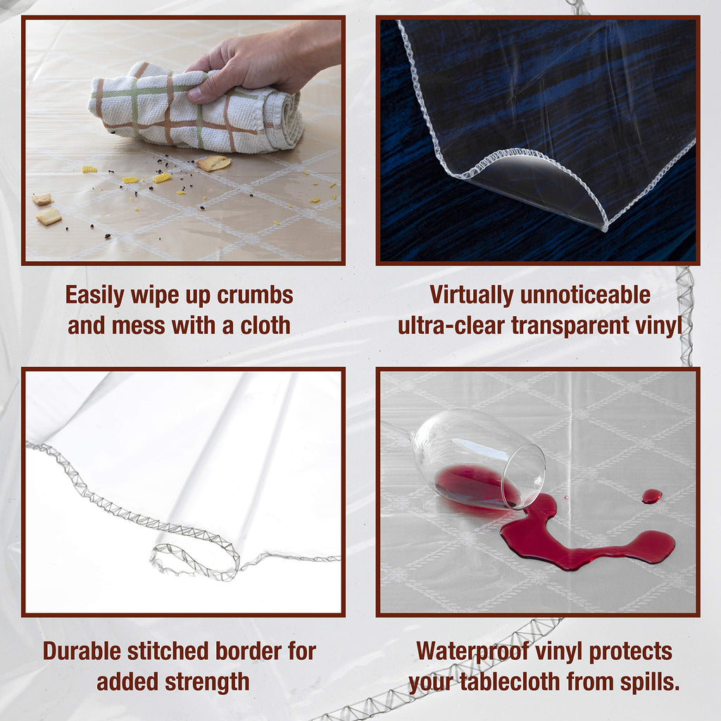 Elaine Karen Clear Plastic Table Cover Protector 54''x72'' Rectangular
