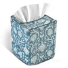 CPC 100% Cotton Piping Block Print Tissue Box Cover, Azure Regal